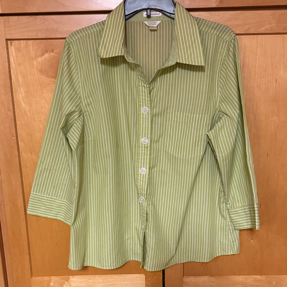 Christopher & Banks Olive Striped Shirt